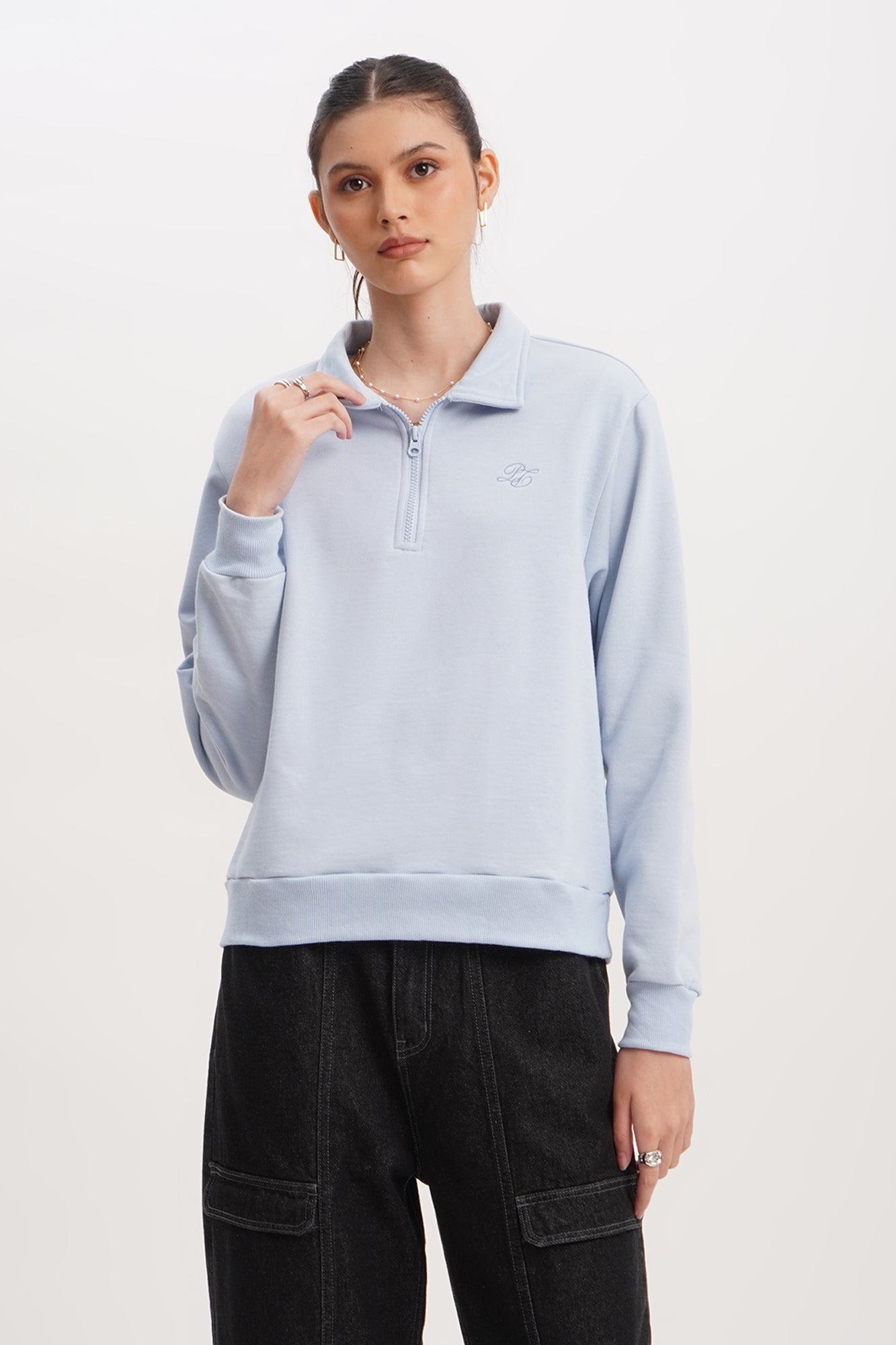 Relaxed Fit Half Zip Pullover with Branding – PENSHOPPE