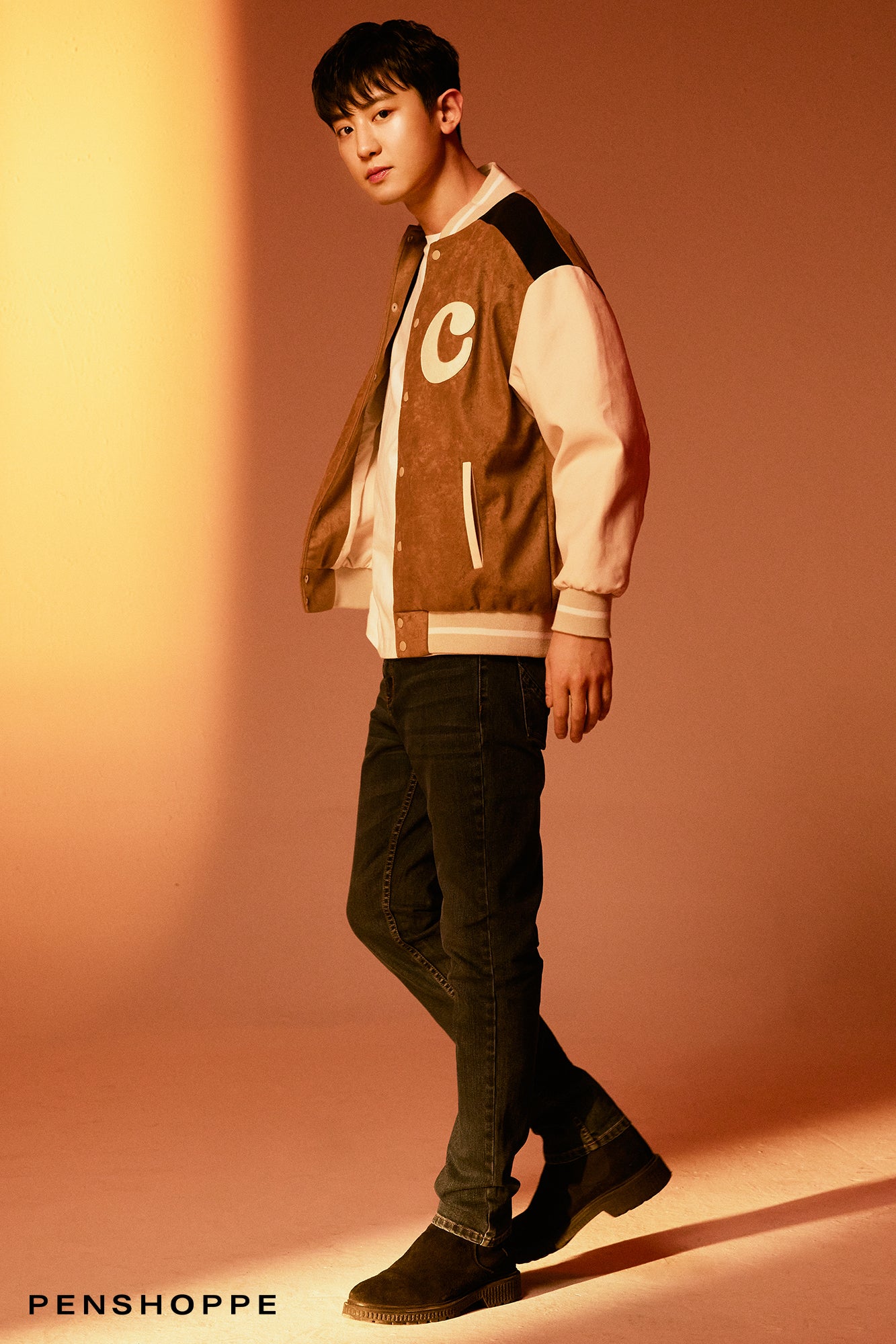 Suede best sale varsity jacket