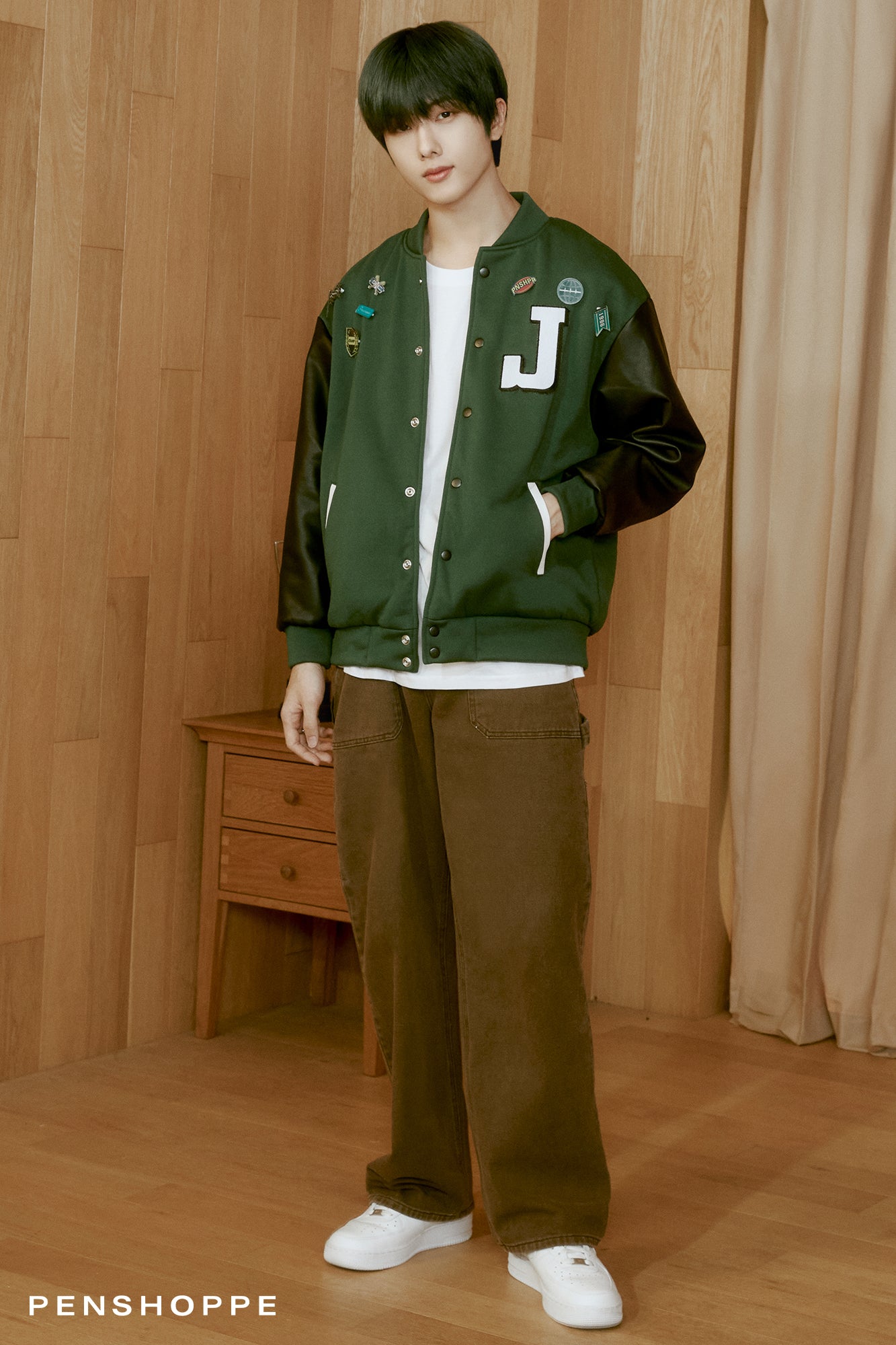 Unisex Varsity Jacket with J Patch – PENSHOPPE