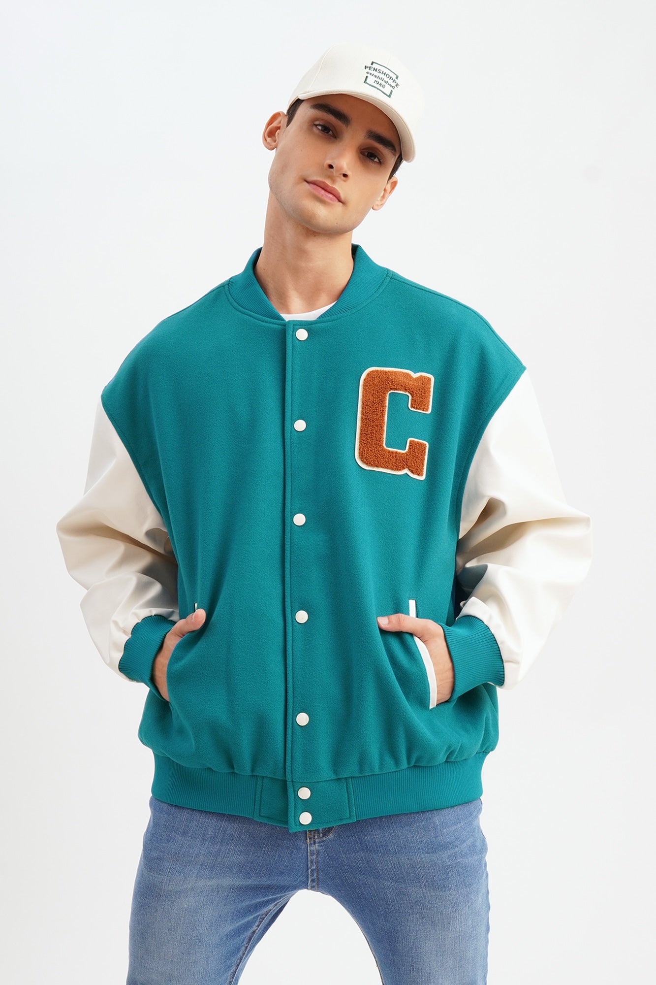 Teal varsity store jacket