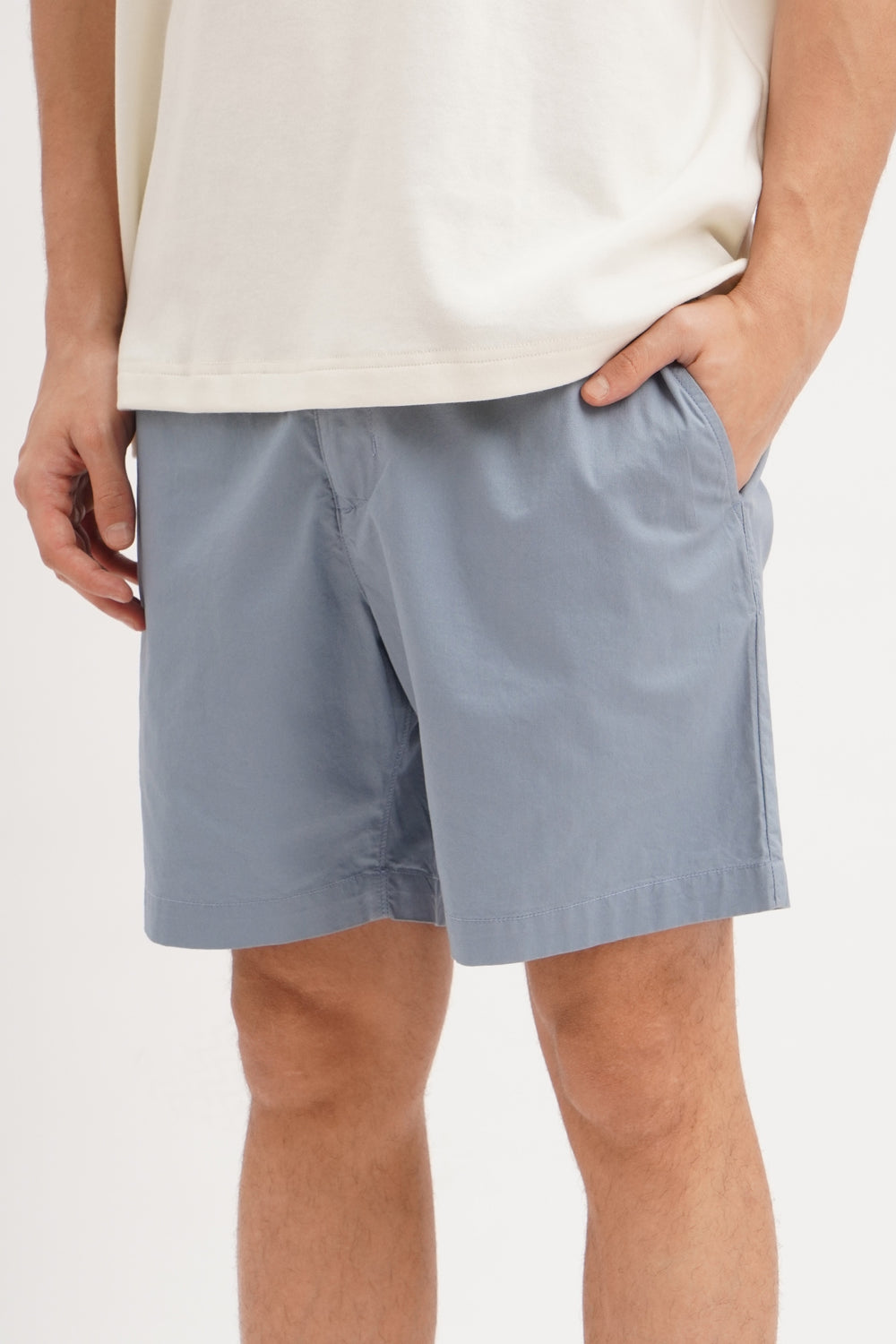 Modern Chino Shorts with Snap Button and Elasticated Waistband