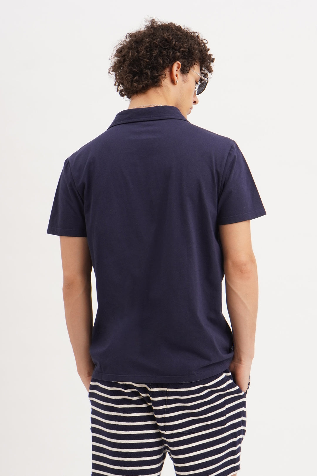 Relaxed Fit Polo with Open Collar