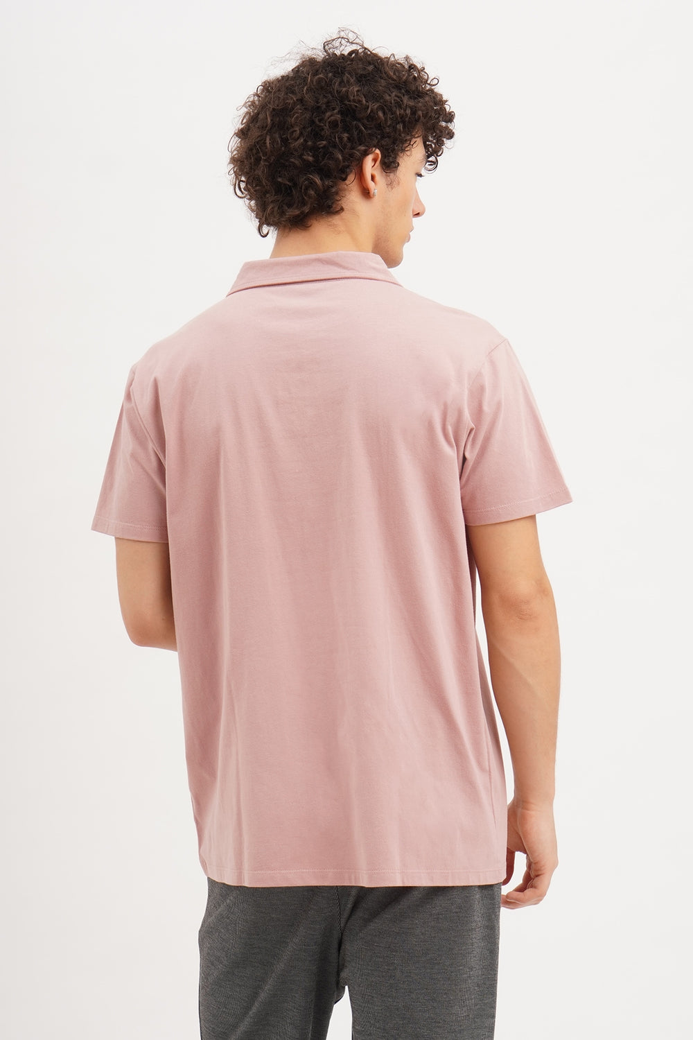 Relaxed Fit Polo with Open Collar