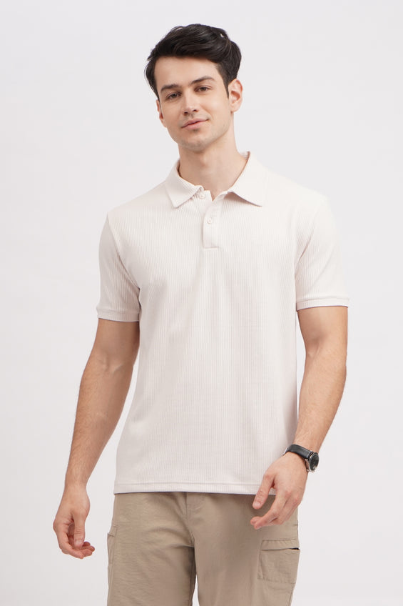 Relaxed Fit Waffle Knit Polo with Embroidery