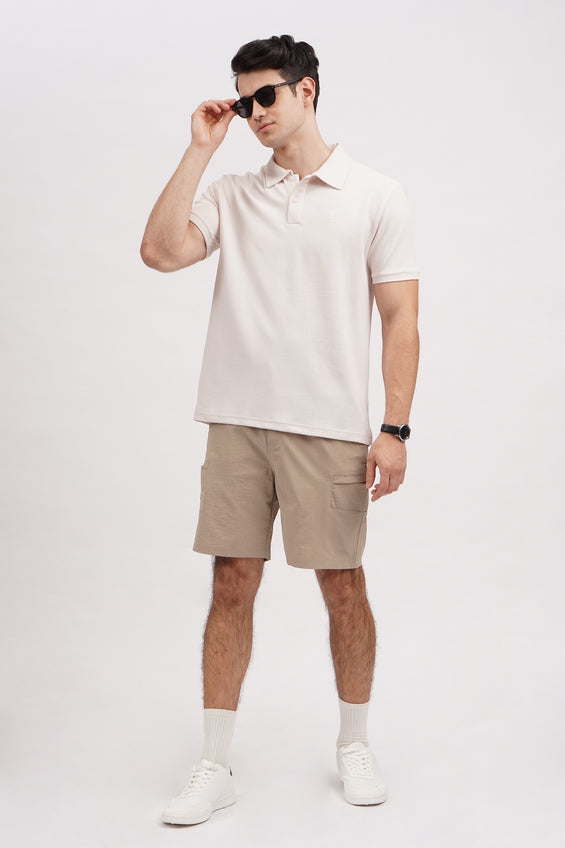 Relaxed Fit Waffle Knit Polo with Embroidery