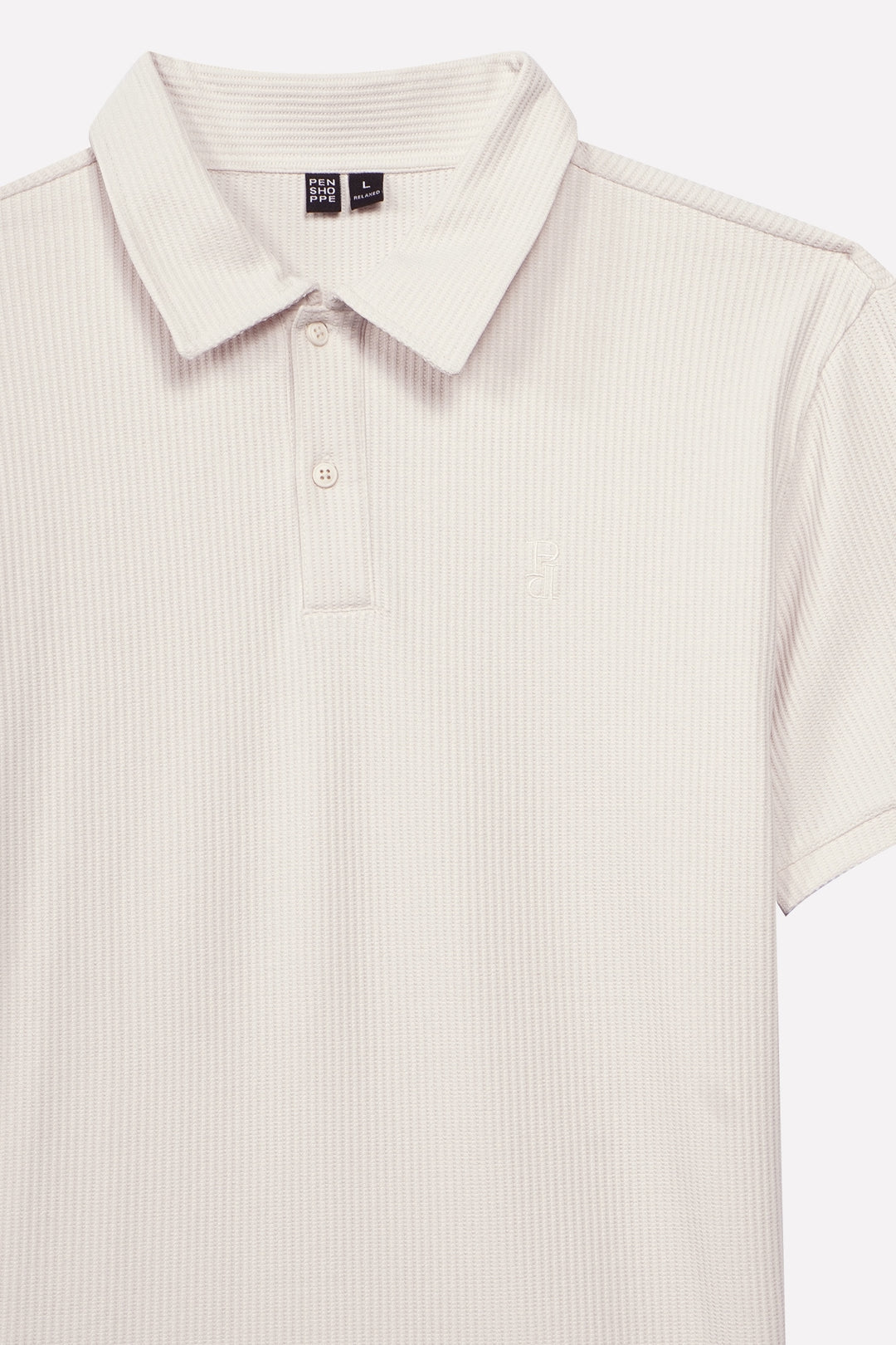 Relaxed Fit Waffle Knit Polo with Embroidery