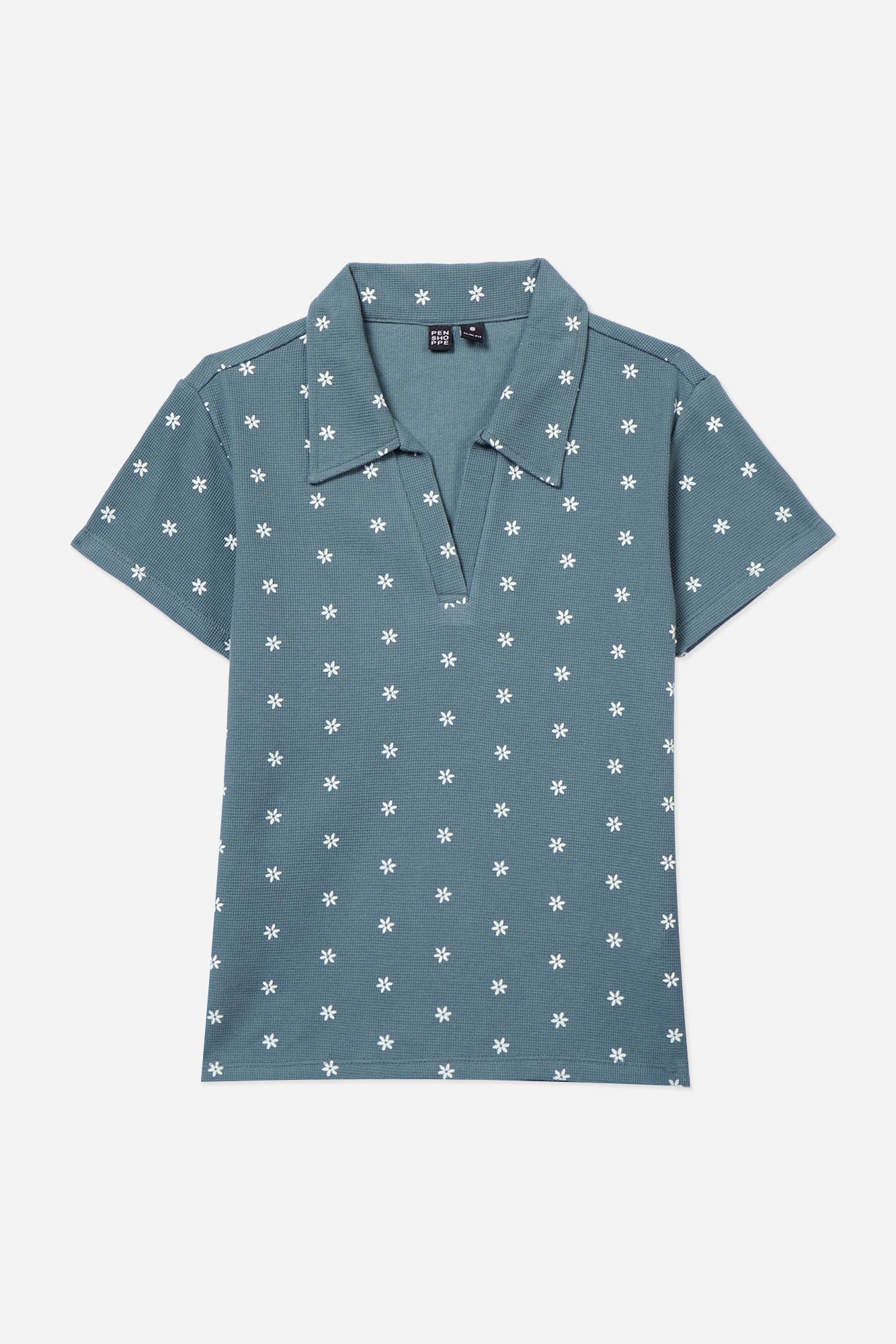 Floral All Over Print Waffle Knit Slim Fit Polo