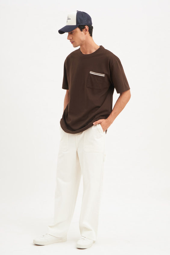 Relaxed Fit Textured Knit T-Shirt With Pocket