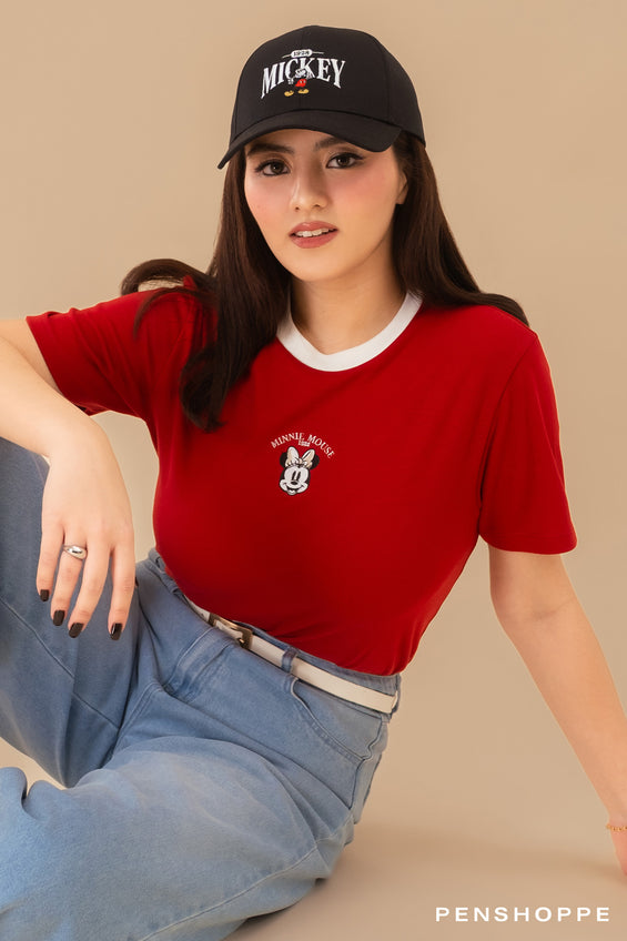 Penshoppe Disney Minnie Mouse Ringer Relaxed Fit Graphic T-Shirt