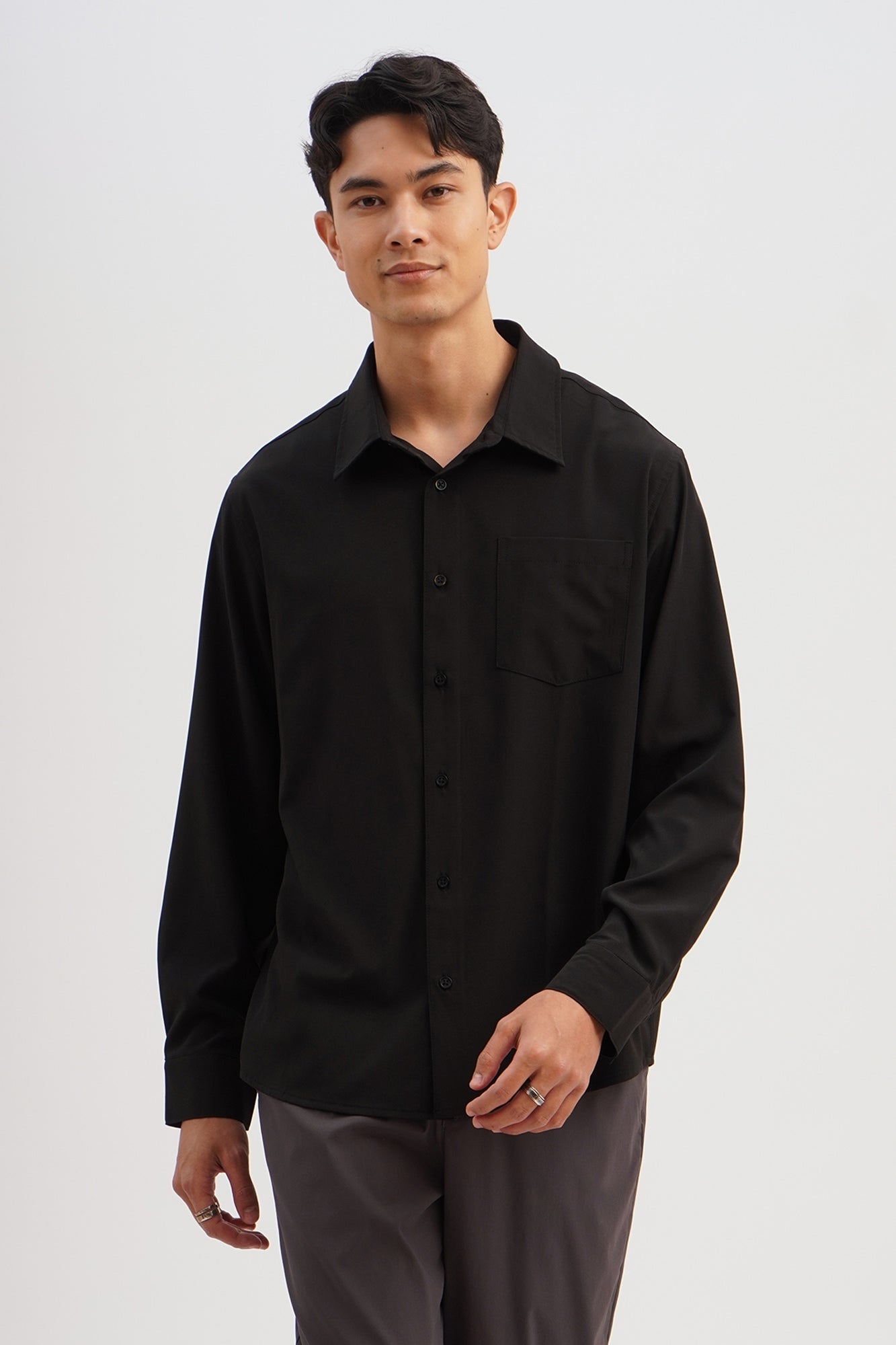 Penshoppe plain black shirt best sale