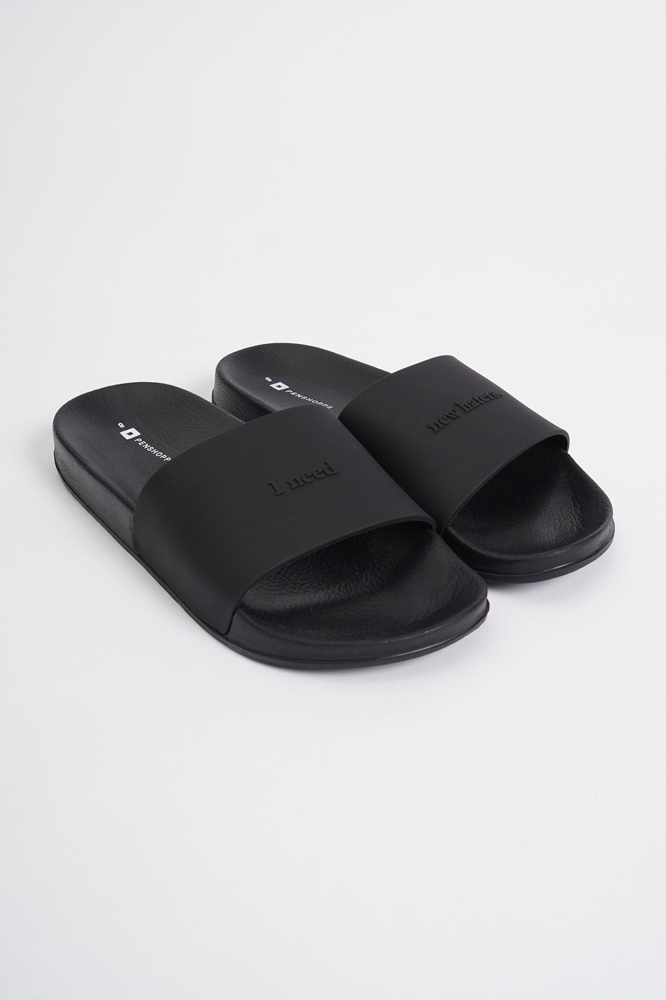 Men s All Rubber Slides with Text