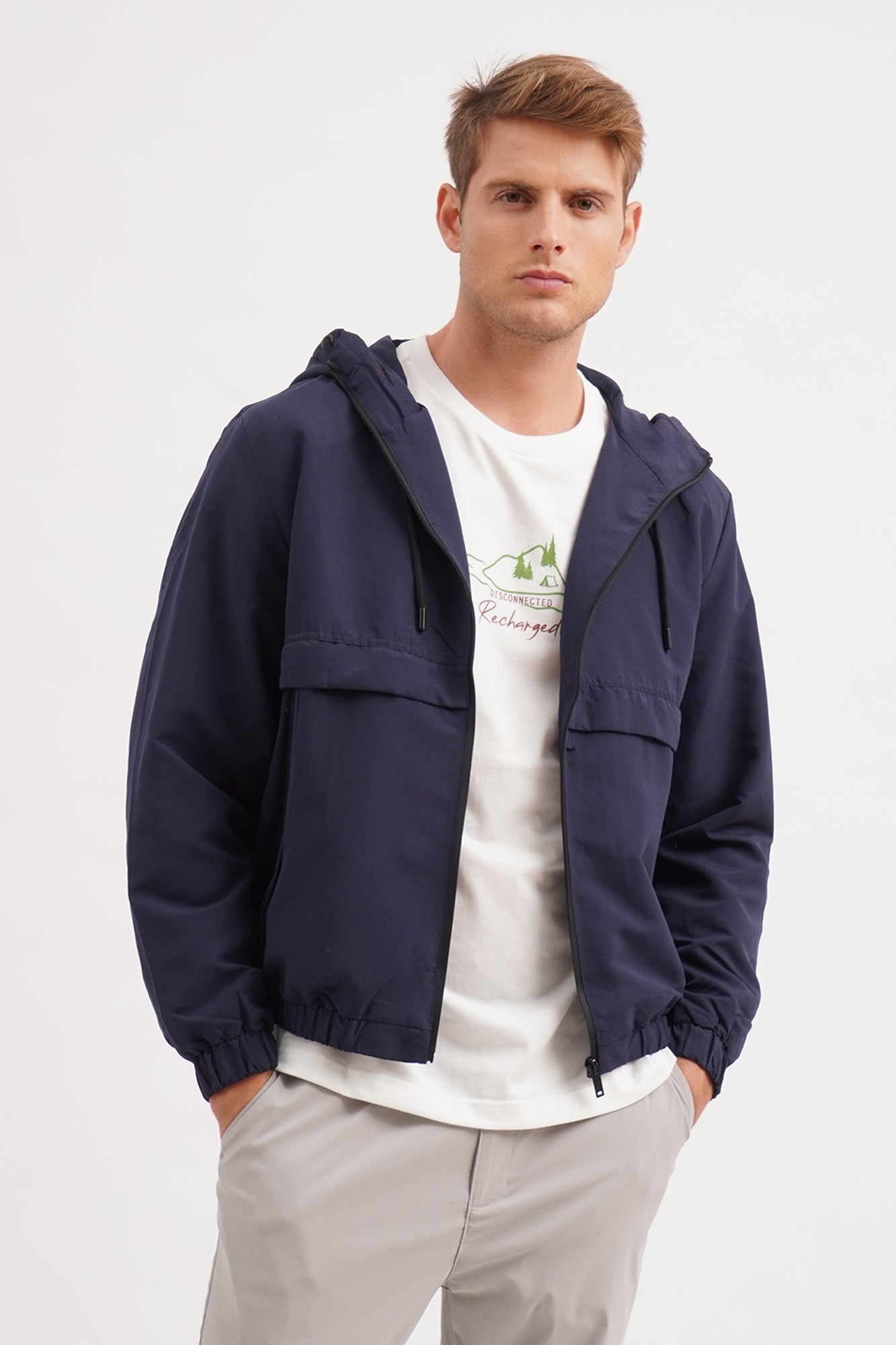 Navy blue best sale windbreaker with hood